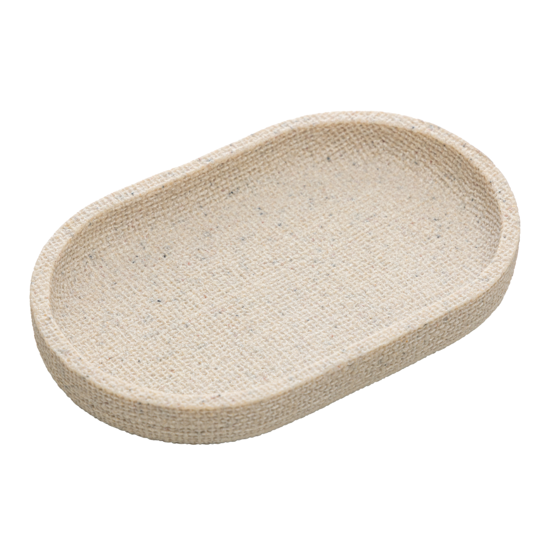 Oval tray in polyresin Linen Beige 20cm