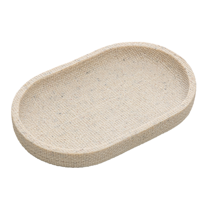 Oval tray in polyresin Linen Beige 20cm