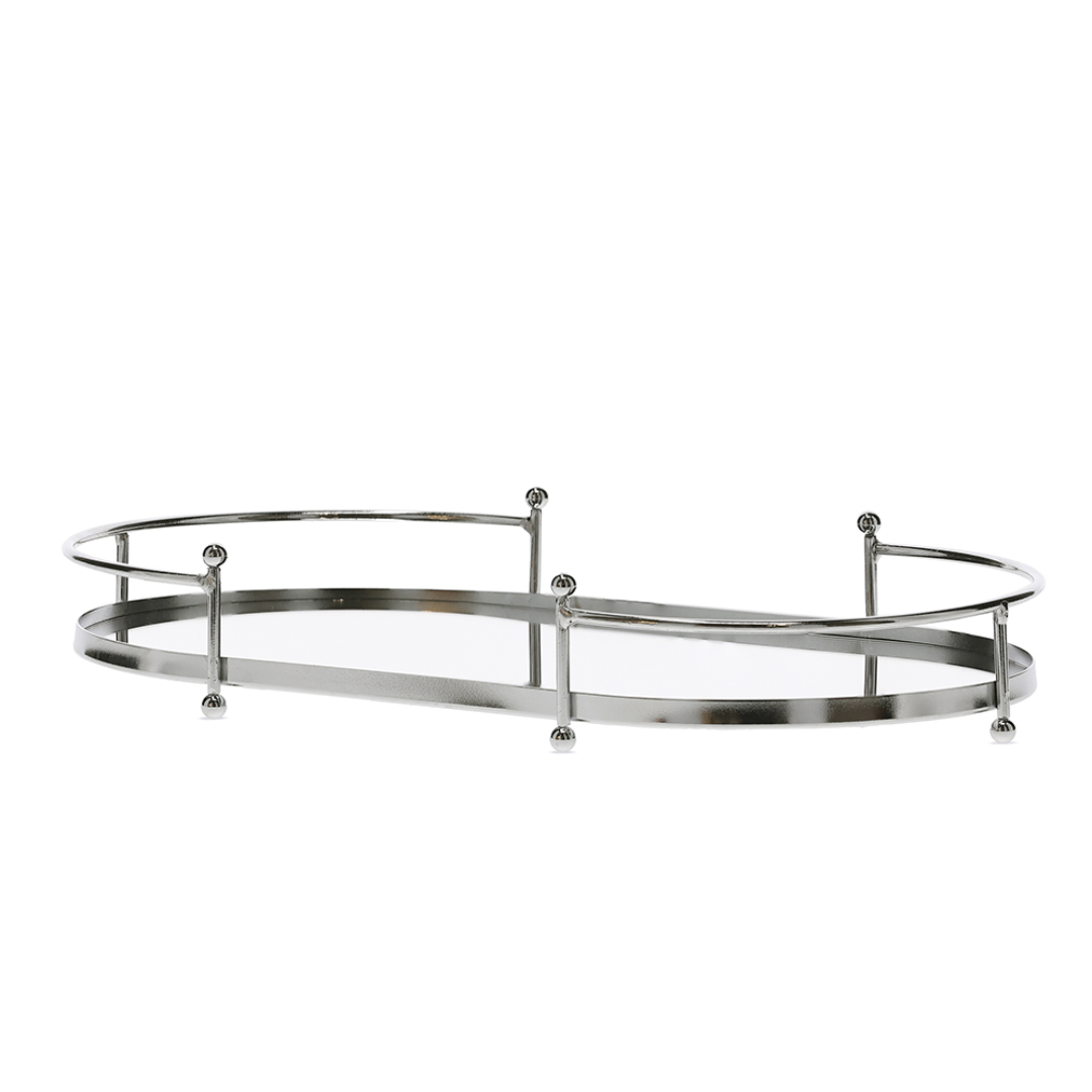 Oval tray in metal Mirrored 34cm