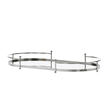 Oval tray in metal Mirrored 41cm