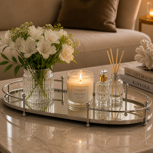 Oval tray in metal Mirrored 41cm