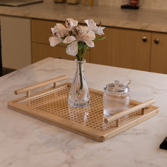 Rectangular tray with handles and Fundo of Lattice 39cm