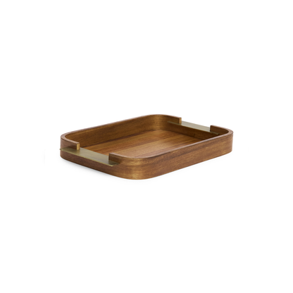 Tray in MDF and metal Brown 38,5cm P