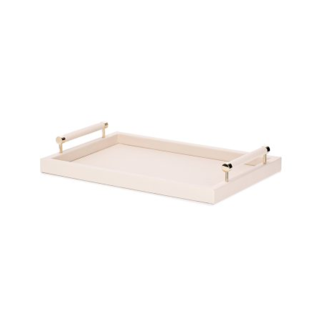 Tray in MDF and PU with handles Beige 41cm P