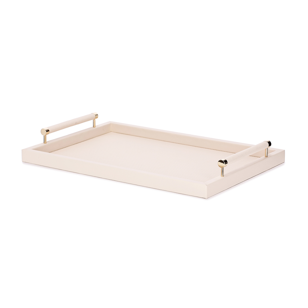 Tray in MDF and PU with handles Gray 52cm G
