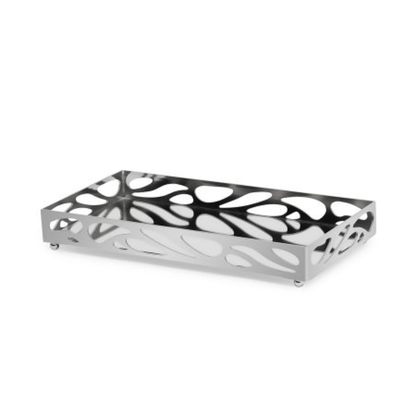 Metal tray Mirrored Leaf Chrome 24cm