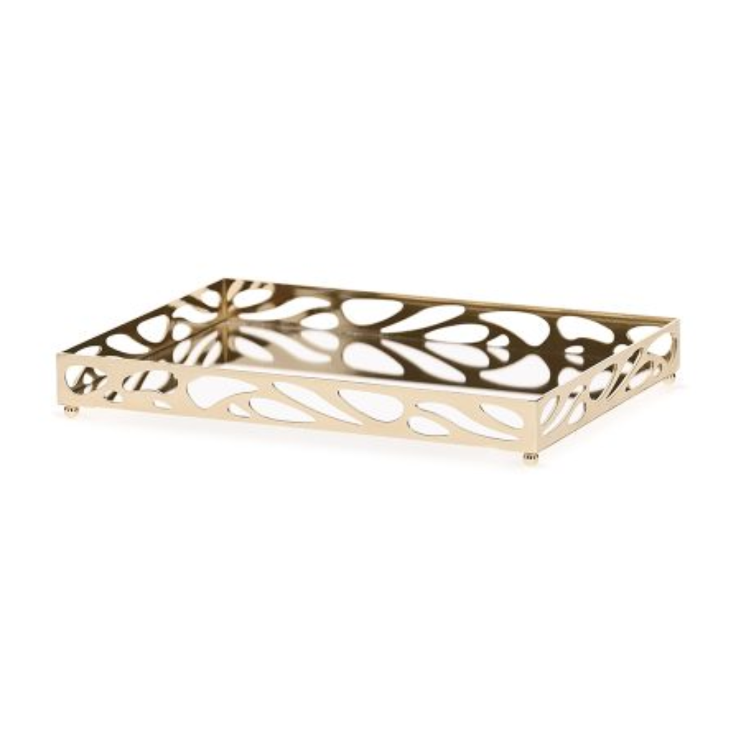 Metal tray Mirrored Leaf Gold 24cm