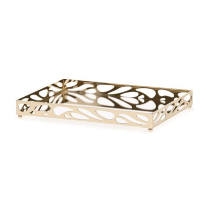 Metal tray Mirrored Leaf Gold 24cm