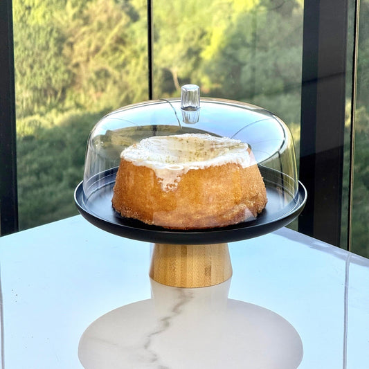 Cake stand plate Lume Black in bamboo with lid 27,5cm