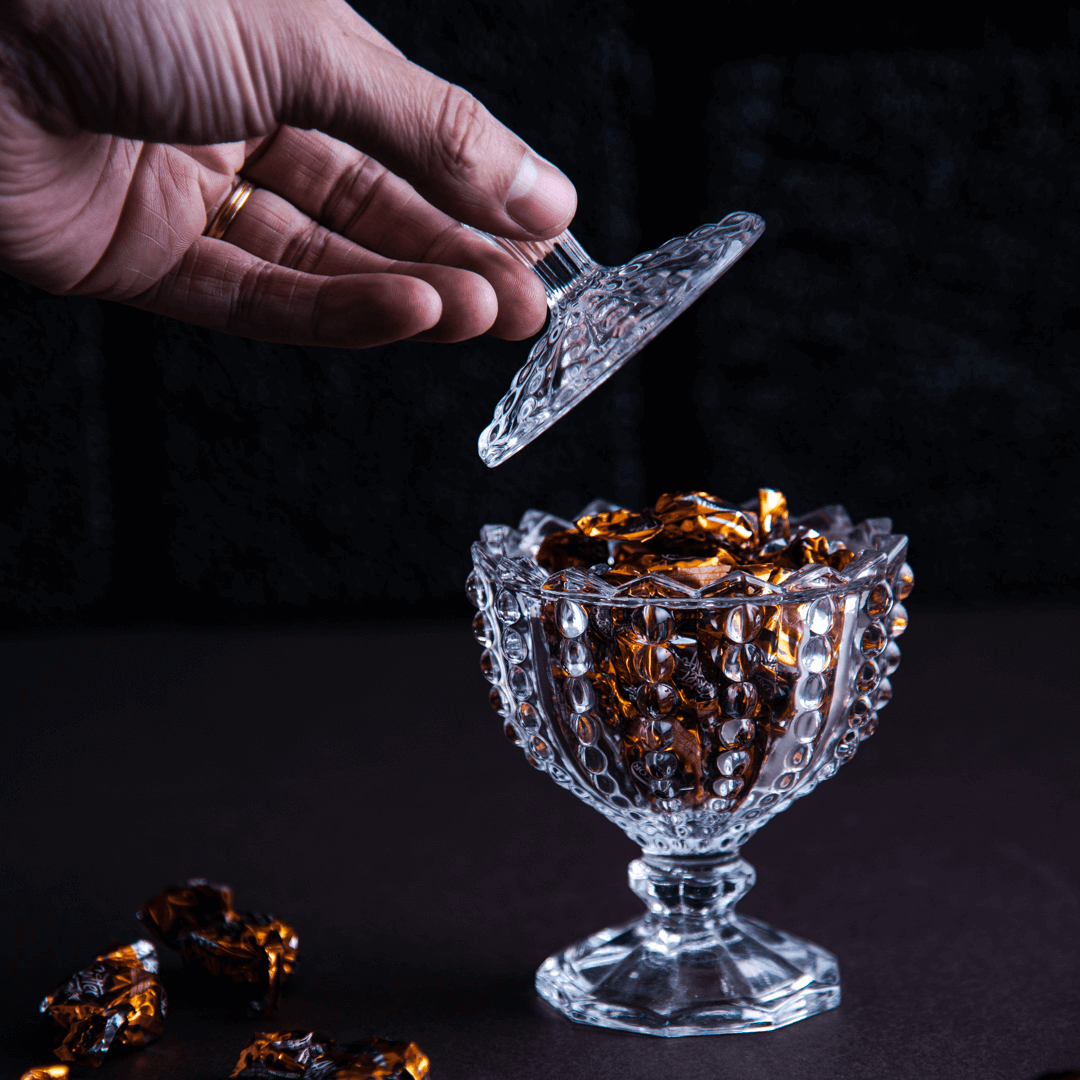 Mini Candy jar footed of Crystal Bolhas 9,5cm