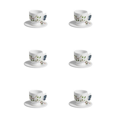 Set of 6 cups of Coffee with saucer Butterfly