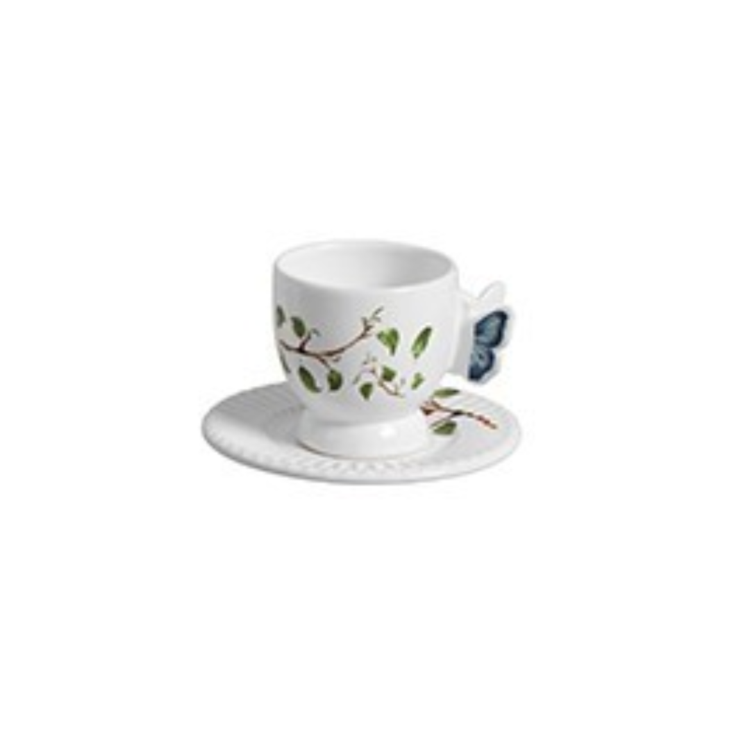 Set of 6 cups of Coffee with saucer Butterfly