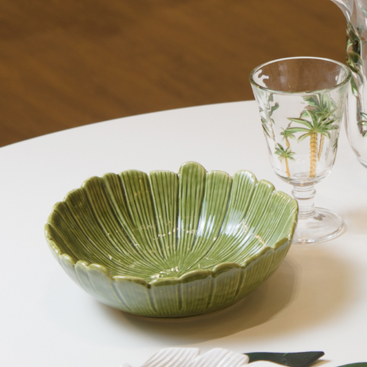 Ceramic centerpiece Leaf Folha of Banana Green 20cm
