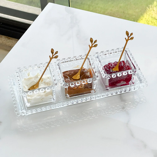 Kit 3 Bowl Square Heart and 1 Platter
