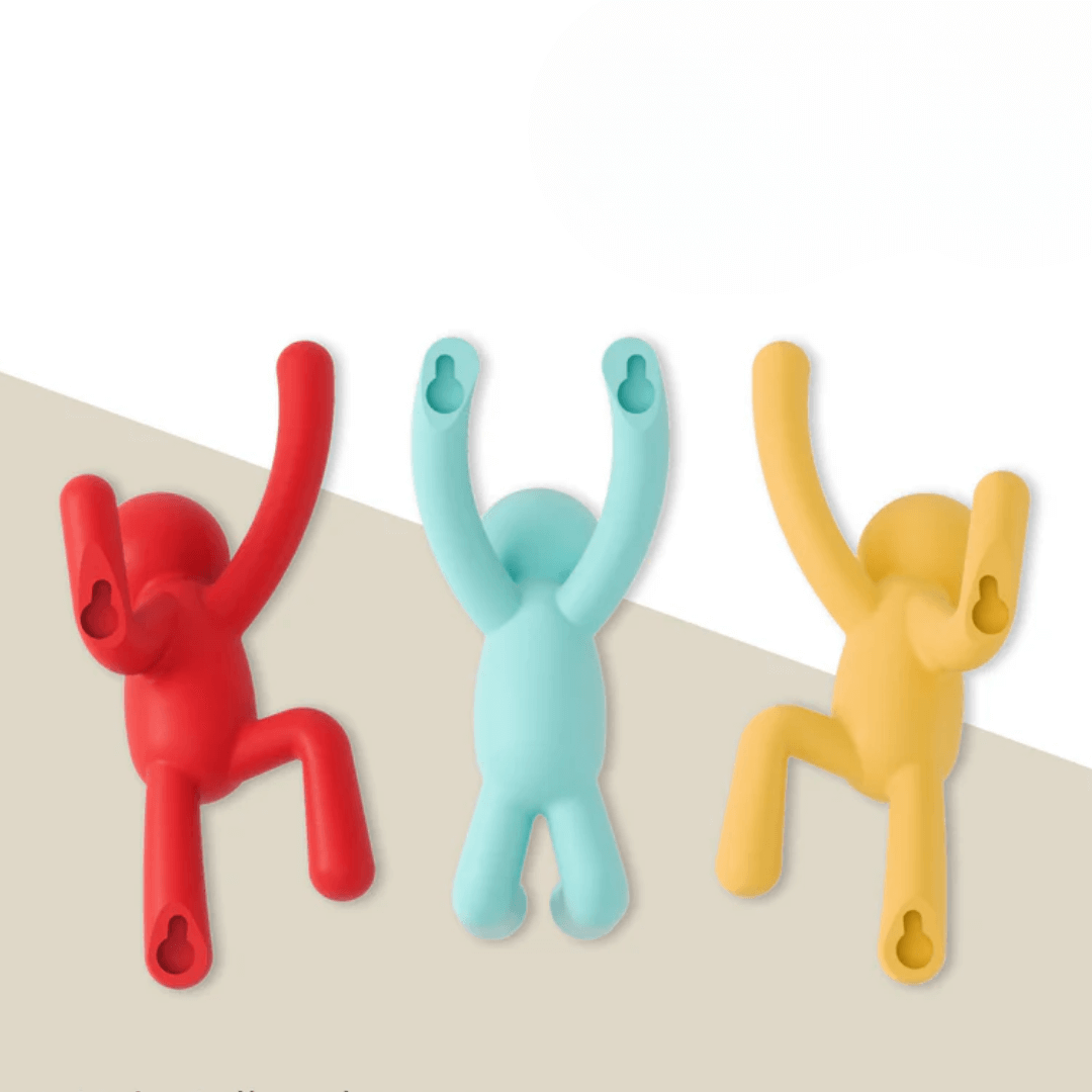 Buddy Set Wall hook rack Blue yellow and red - 3 Pieces