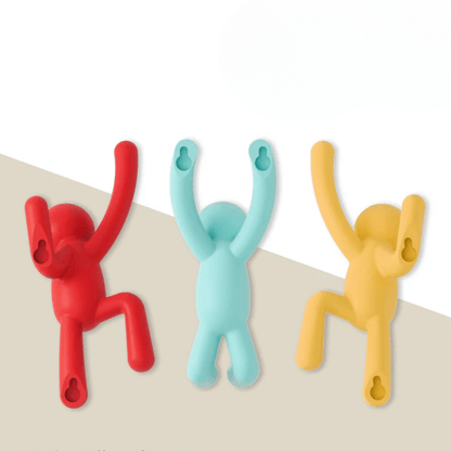 Buddy Set Wall hook rack Blue yellow and red - 3 Pieces