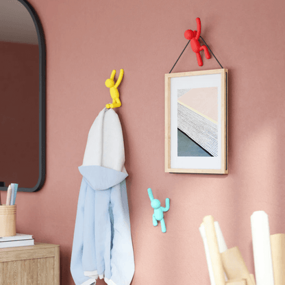 Buddy Set Wall hook rack Blue yellow and red - 3 Pieces