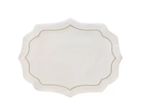 Set of Placemat Cotton Bordado White and beige 47x37cm - 2 Pieces