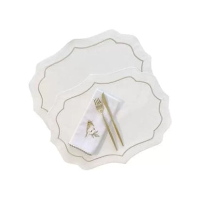 Set of Placemat Cotton Bordado White and beige 47x37cm - 2 Pieces