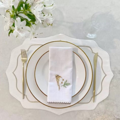 Set of Placemat Cotton Bordado White and beige 47x37cm - 2 Pieces