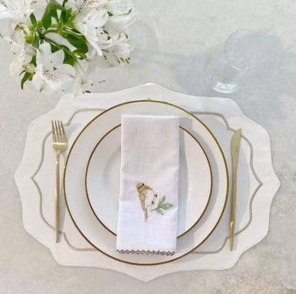 Set of Placemat Cotton Bordado White and beige 47x37cm - 2 Pieces