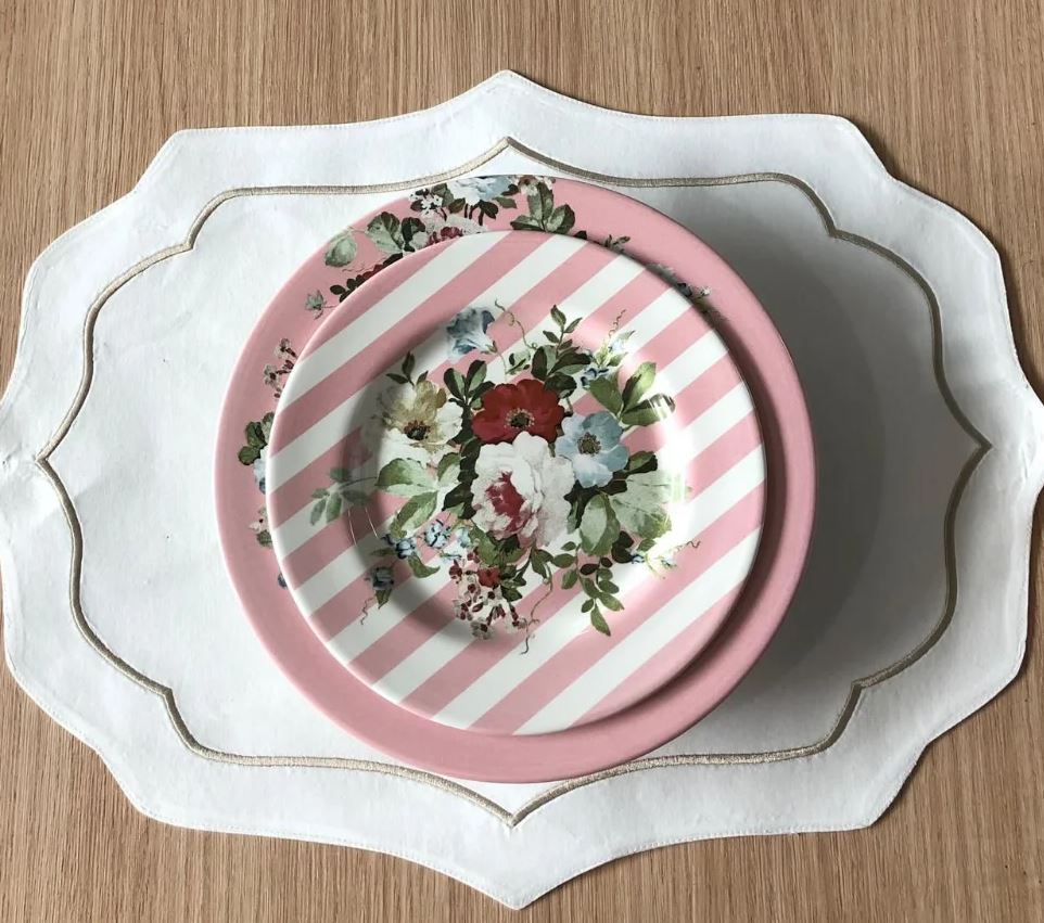 Set of Placemat Cotton Bordado White and beige 47x37cm - 2 Pieces