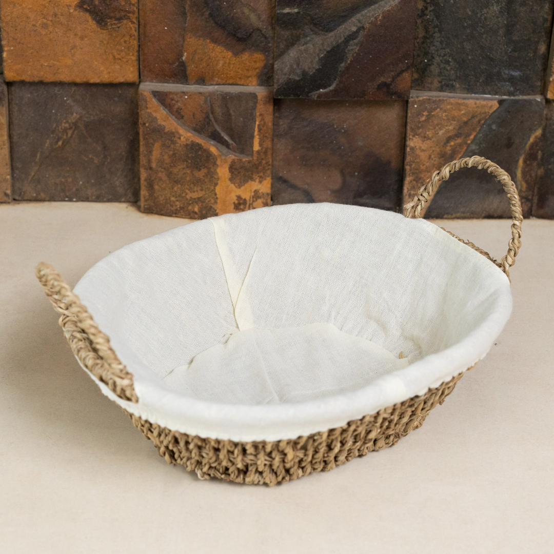 Basket Oval of Sisal with Forro in Fabric 27cm