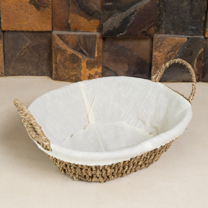 Basket Oval of Sisal with Forro in Fabric 27cm
