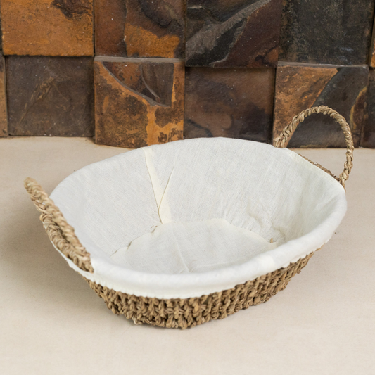 Basket Oval of Sisal with Forro in Fabric 27cm