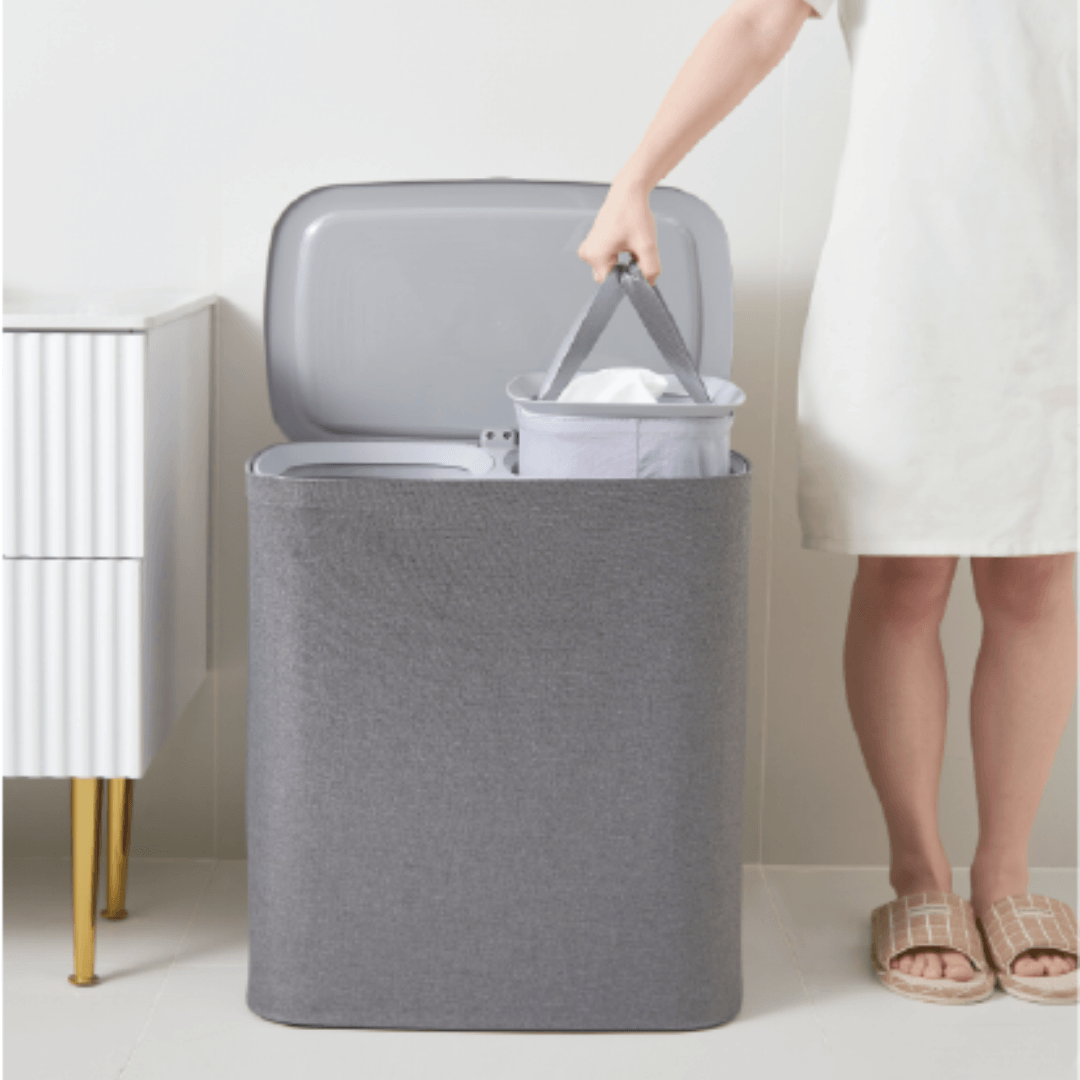 Laundry basket Double Premium Gray 90 Liters