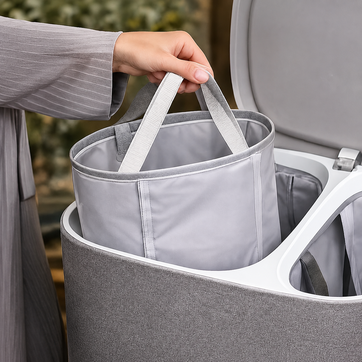 Laundry basket Double Premium Gray 90 Liters