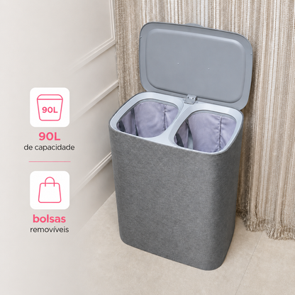 Laundry basket Double Premium Gray 90 Liters