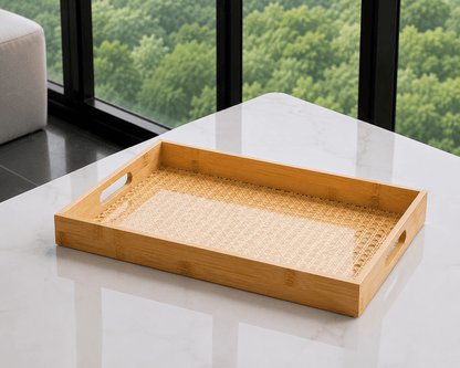 Bamboo tray with lattice bottom 39cm