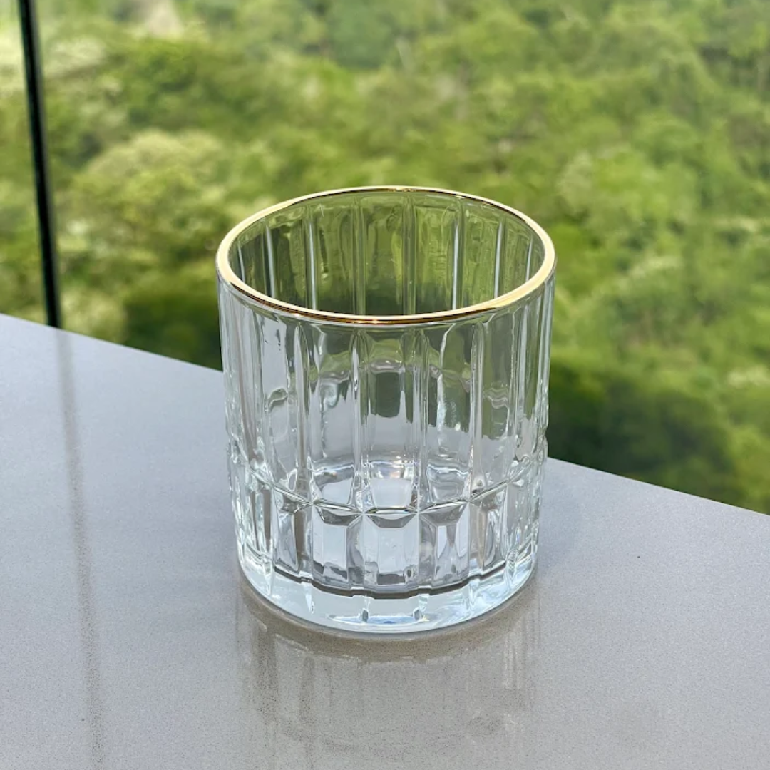 Set of 6 glasses Short of Glass Cristalle with gold rim 310ml