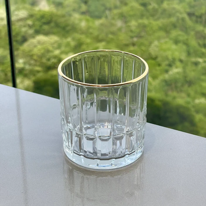 Set of 6 glasses Short of Glass Cristalle with gold rim 310ml