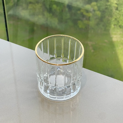 Set of 6 glasses Short of Glass Cristalle with gold rim 310ml