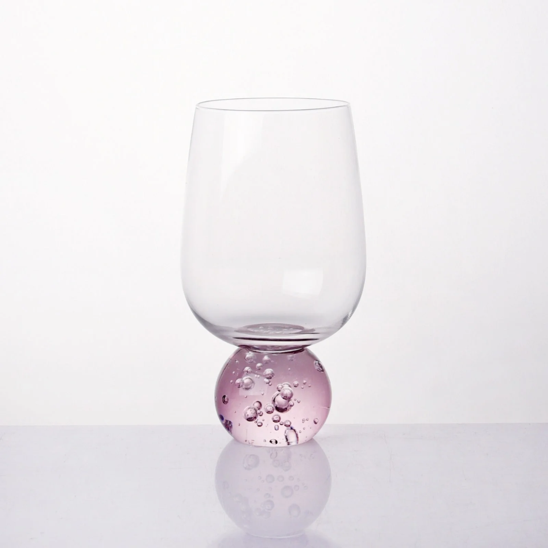 Set of 6 wine glasses Sphere base for wine Pink 540ml
