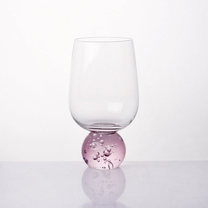 Set of 6 wine glasses Sphere base for wine Pink 540ml