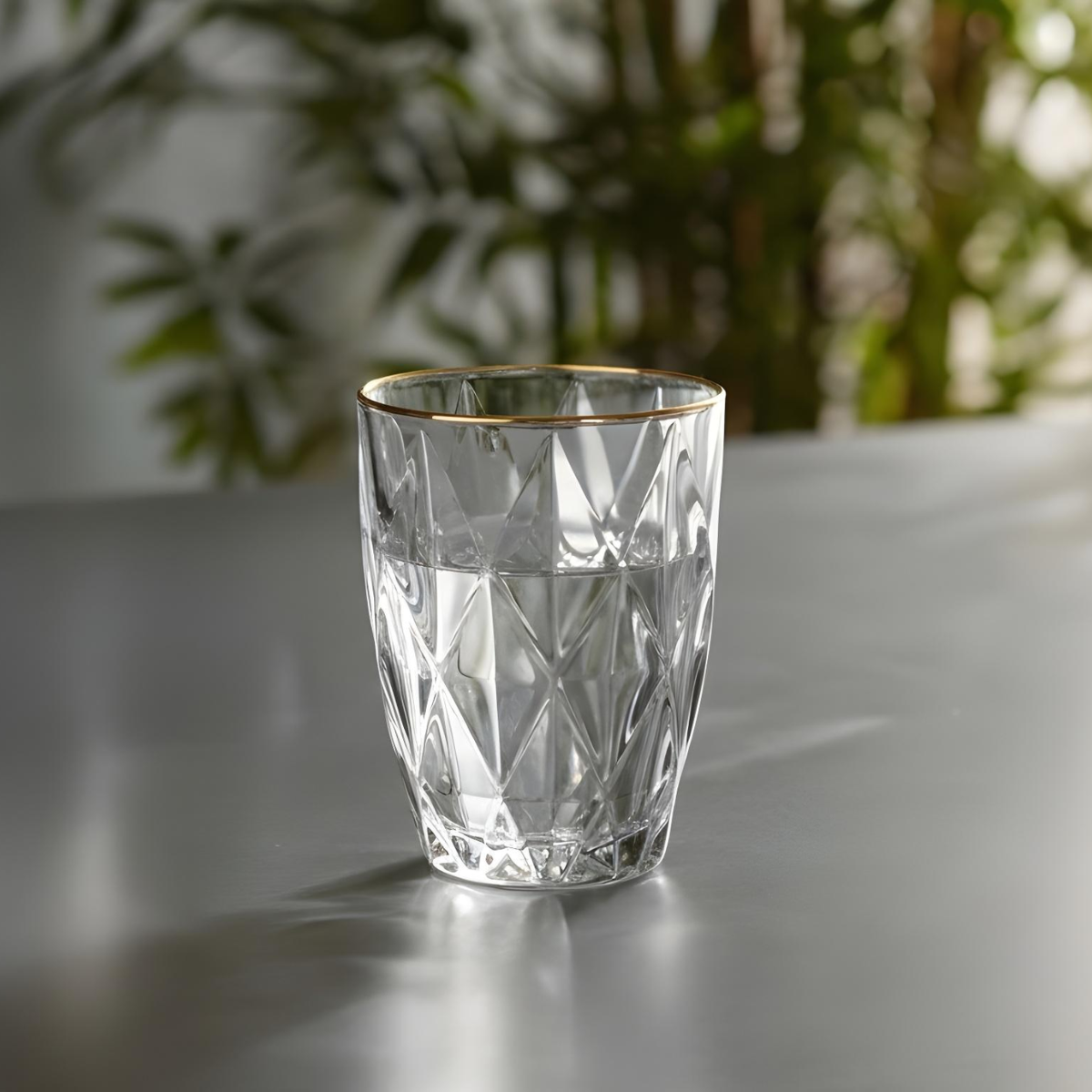 Kit 6 Glasses Gold trim Diamond 270ml