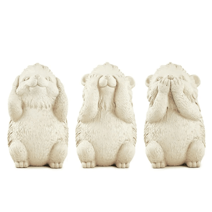 Trio of wisdom Kit Squirrels Porcupine in cement