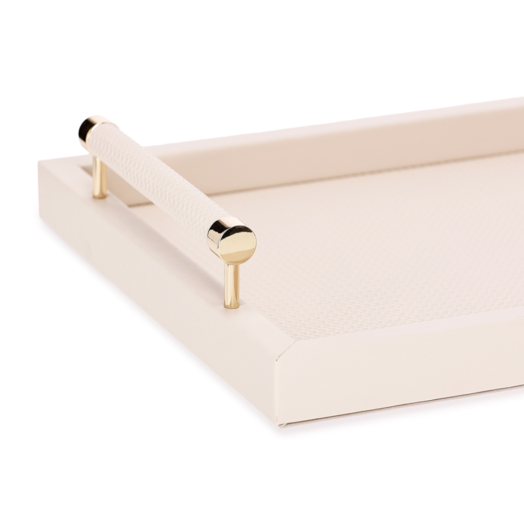 Tray in MDF and PU with handles Gray 52cm G
