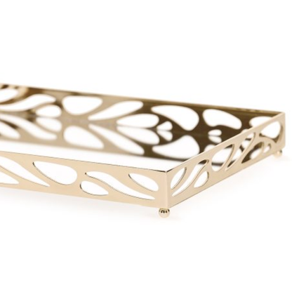 Metal tray Mirrored Leaf Gold 27cm