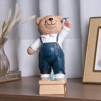 Decorative figurine Bear with airplane Teddy Charm in resin 22cm