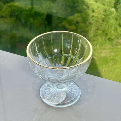 Set of 4 wine glasses for dessert Glass Cristalle with gold rim 360ml