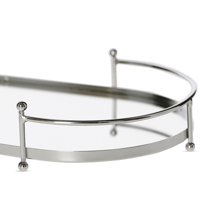 Oval tray in metal Mirrored 34cm