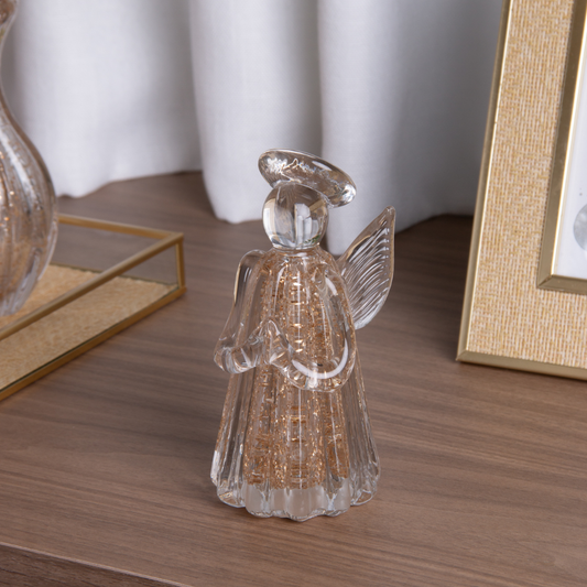 Sculpture Angel of Glass Italy Gold 15cm