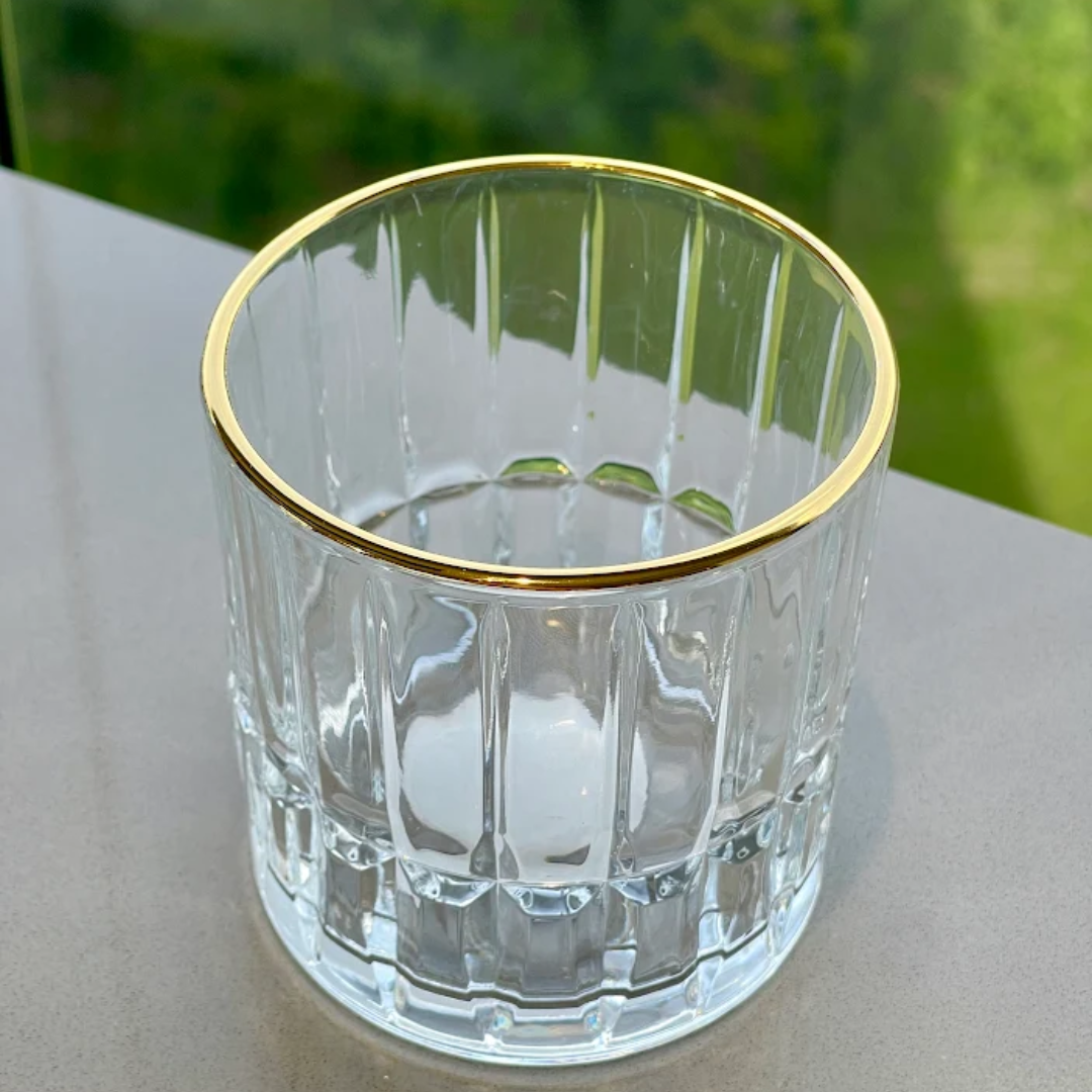 Set of 6 glasses Short of Glass Cristalle with gold rim 310ml