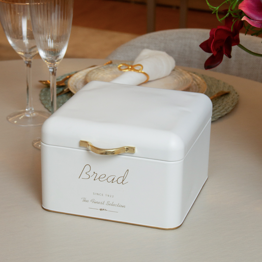 Bread box of Metal with handle Olina Off-white 18cm