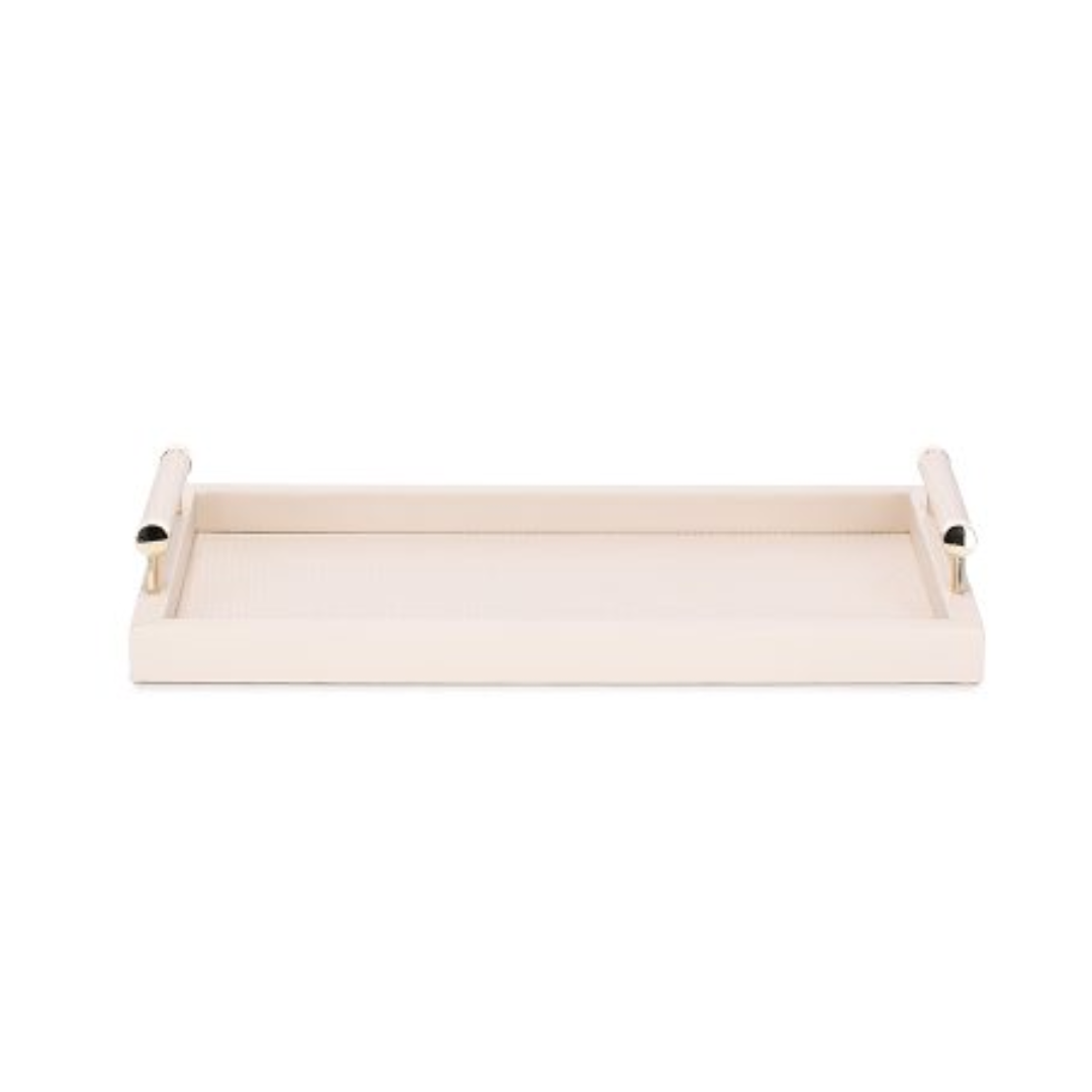 Tray in MDF and PU with handles Beige 41cm P