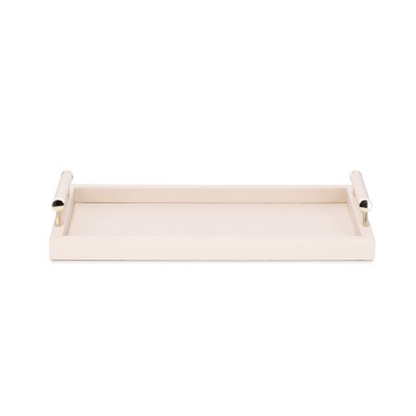 Tray in MDF and PU with handles Beige 41cm P